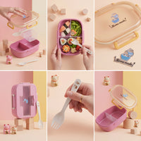Thumbnail for Cute Animal Cartoon Tiger Kids Lunch Box with Spoon
