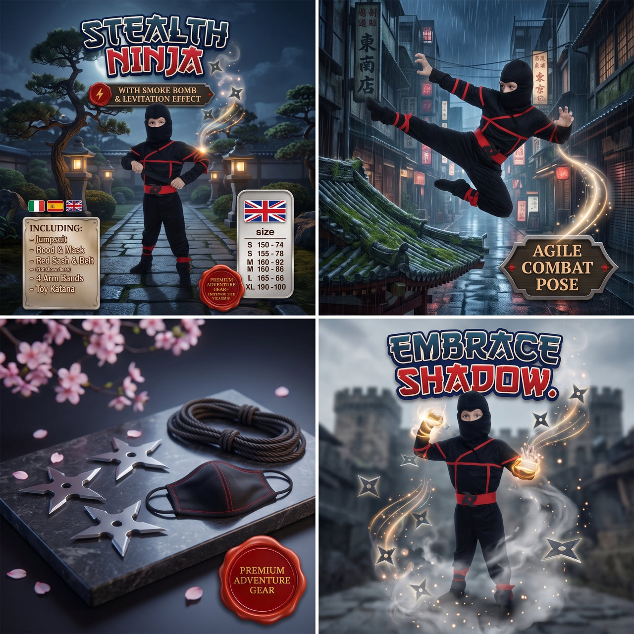 Kids Stealth Ninja Warrior Costume