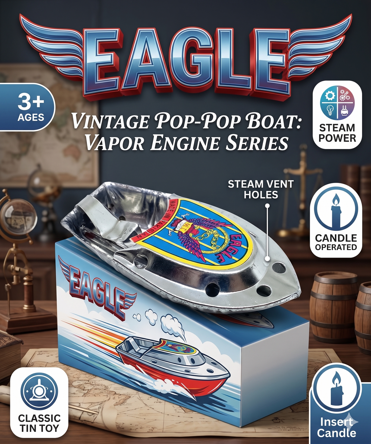 Pop Pop Candle Boat (Pack Of 3)