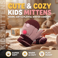 Thumbnail for Kids Winter Mittens with Pom-Pom Baby Mitten Glove (1 Pair)