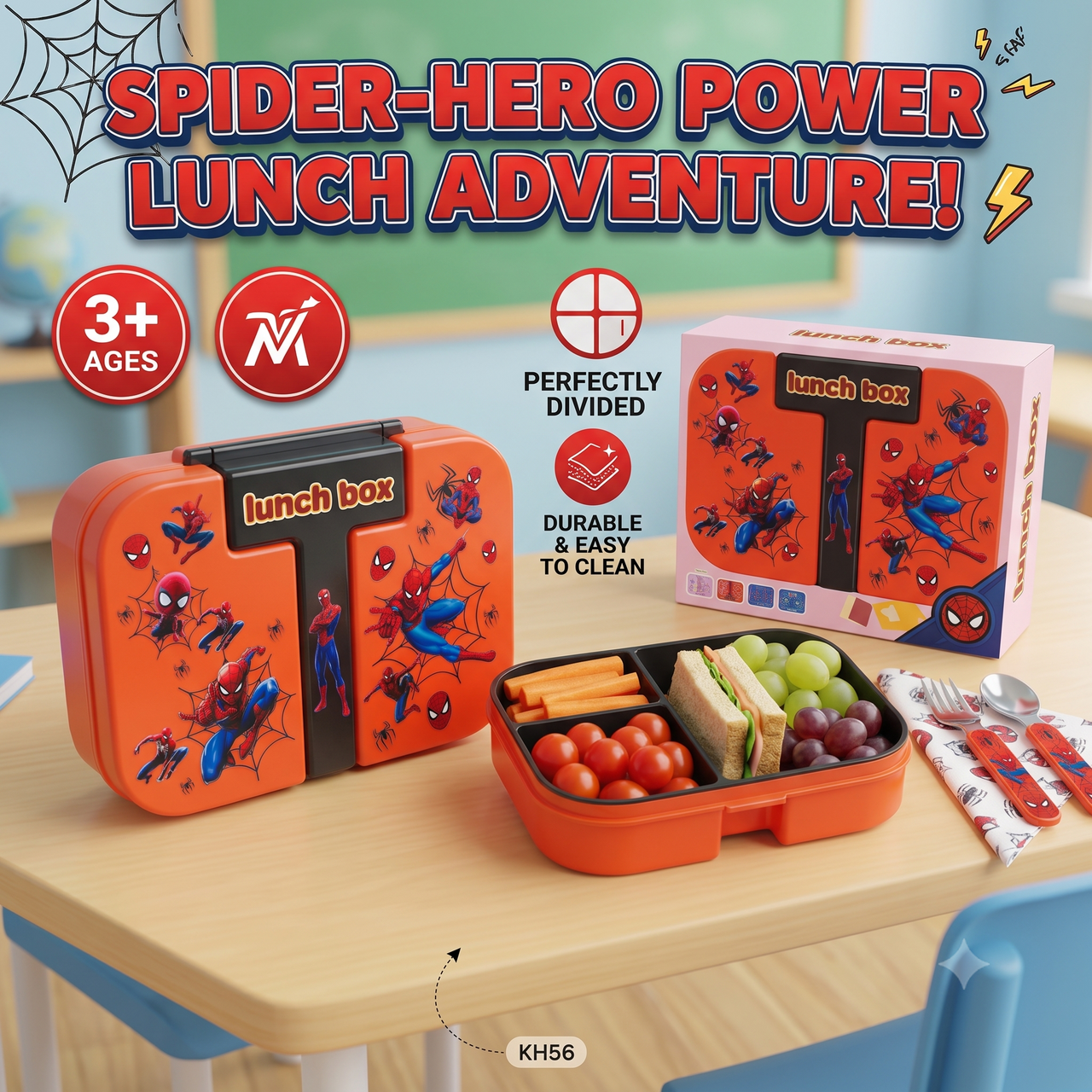 Spider-Man Double Compartment Lunch Box for Kids