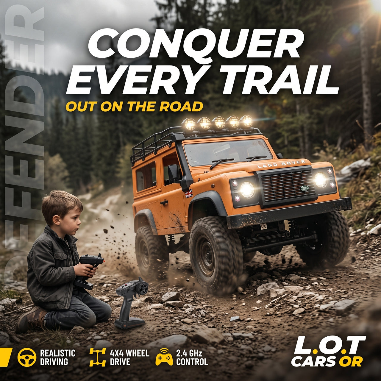 Hobby Grade Remote Control Land Rover Defender Truck 1:12 Scale
