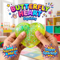 Glitter Heart Squishy Toy with Butterfly