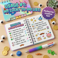 Thumbnail for Luck Holographic Theme Kawaii Spiral Notebook