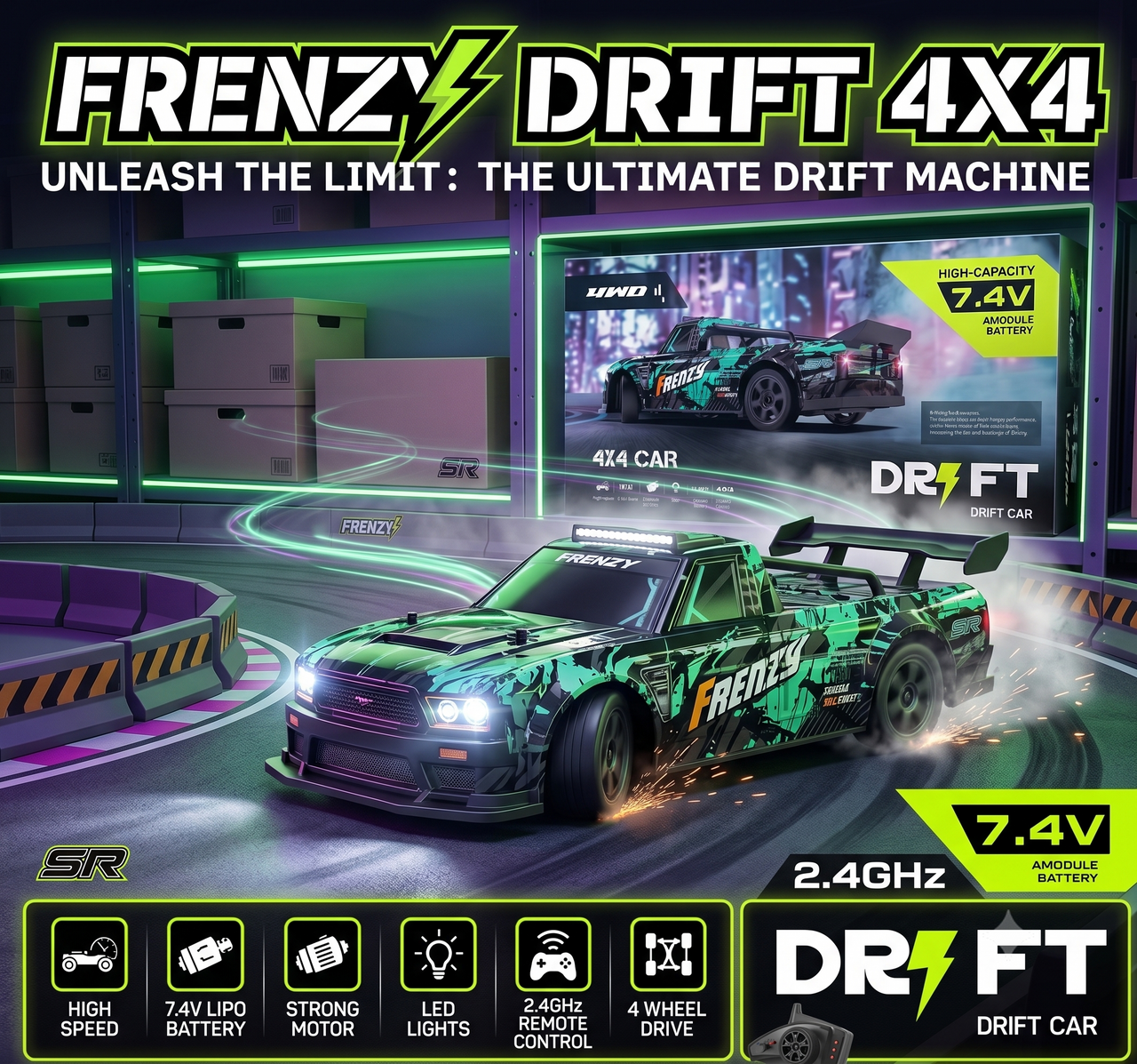 4WD Remote Control Frenzy 4X4 High-Speed Drift Car