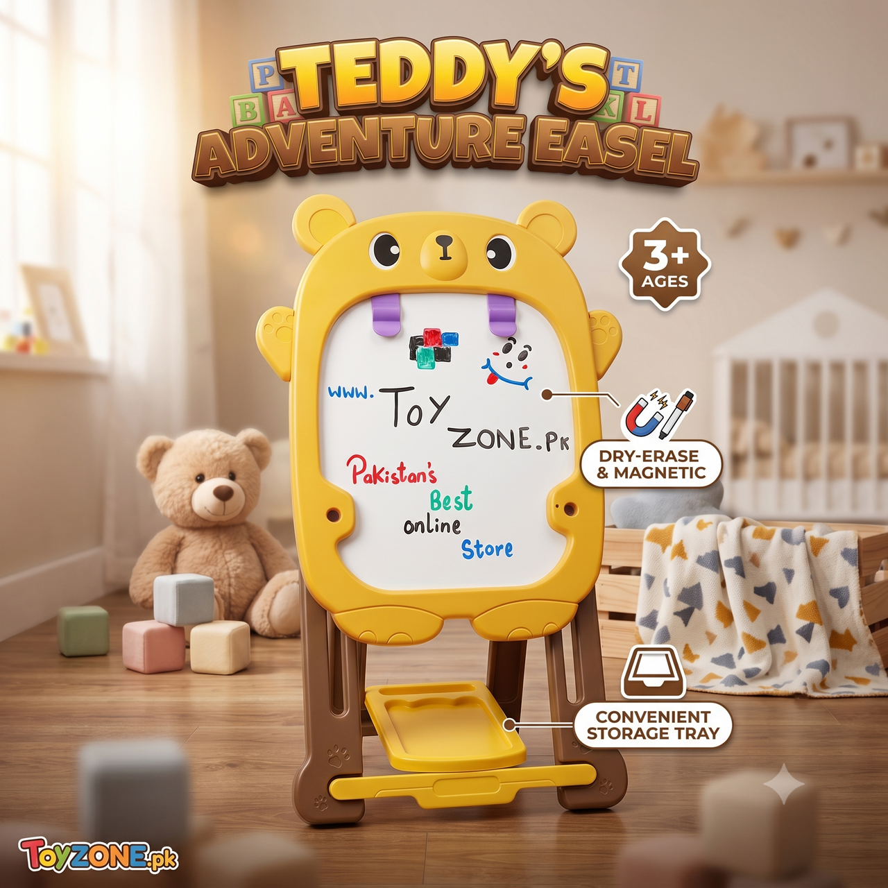 2 in 1 Teddy Adventure Easel Board