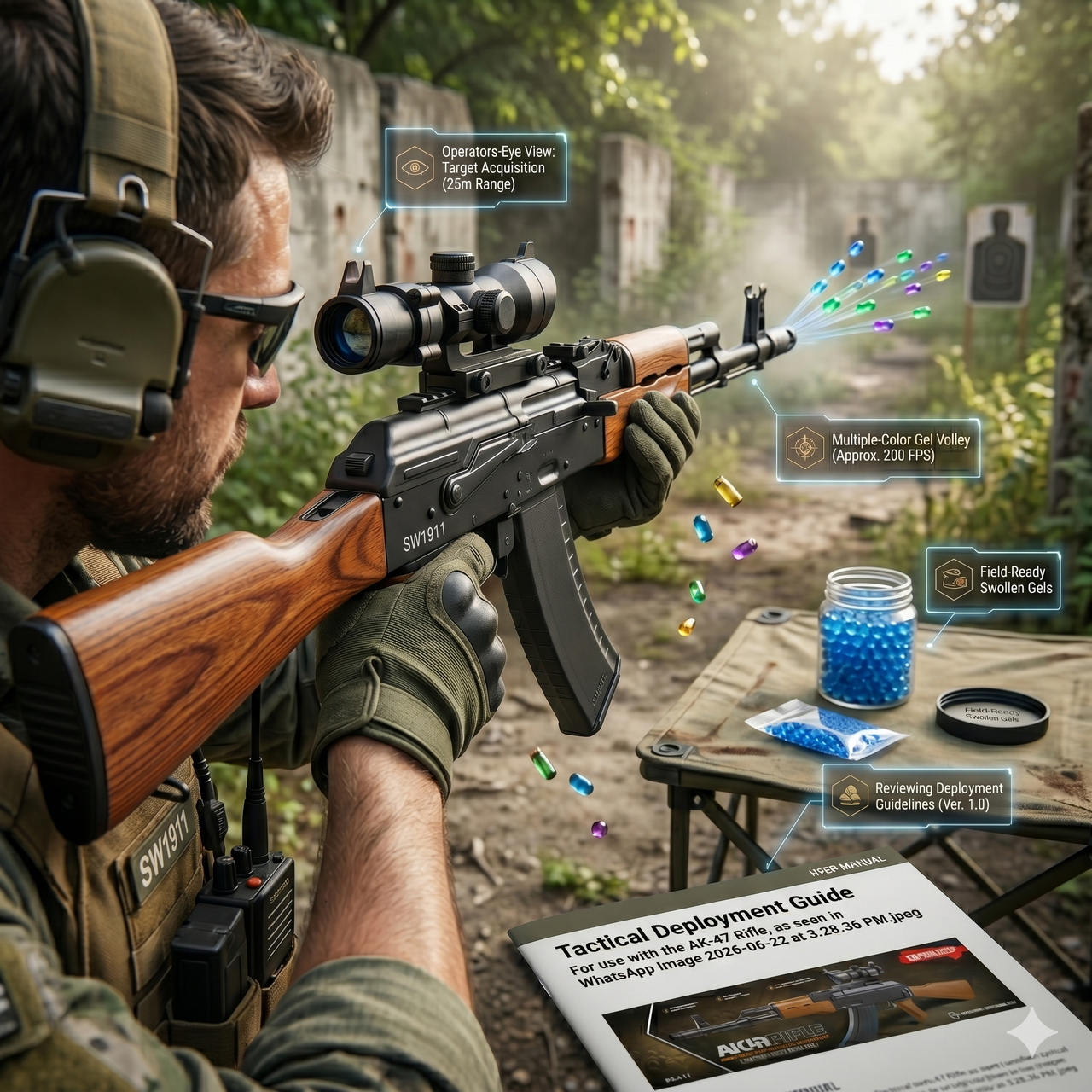 AK47 Rifle Electric Water Bomb Gun With 16x Scope