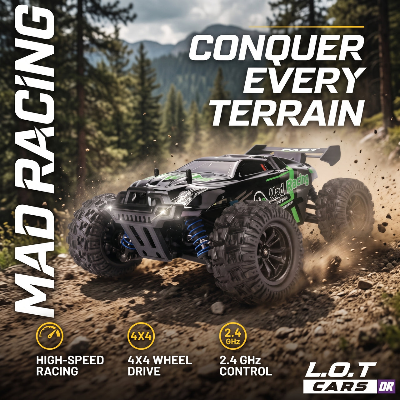 Hobby Grade Remote Control RC Off-Road Racing Power Monster Truck 1:18 Scale