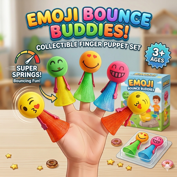 Pack Of 3 Emoji Jumping Popper Spring Toy