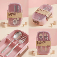 Thumbnail for Portable Rounded Shape Lunch Box 650ml with Spoon & Fork
