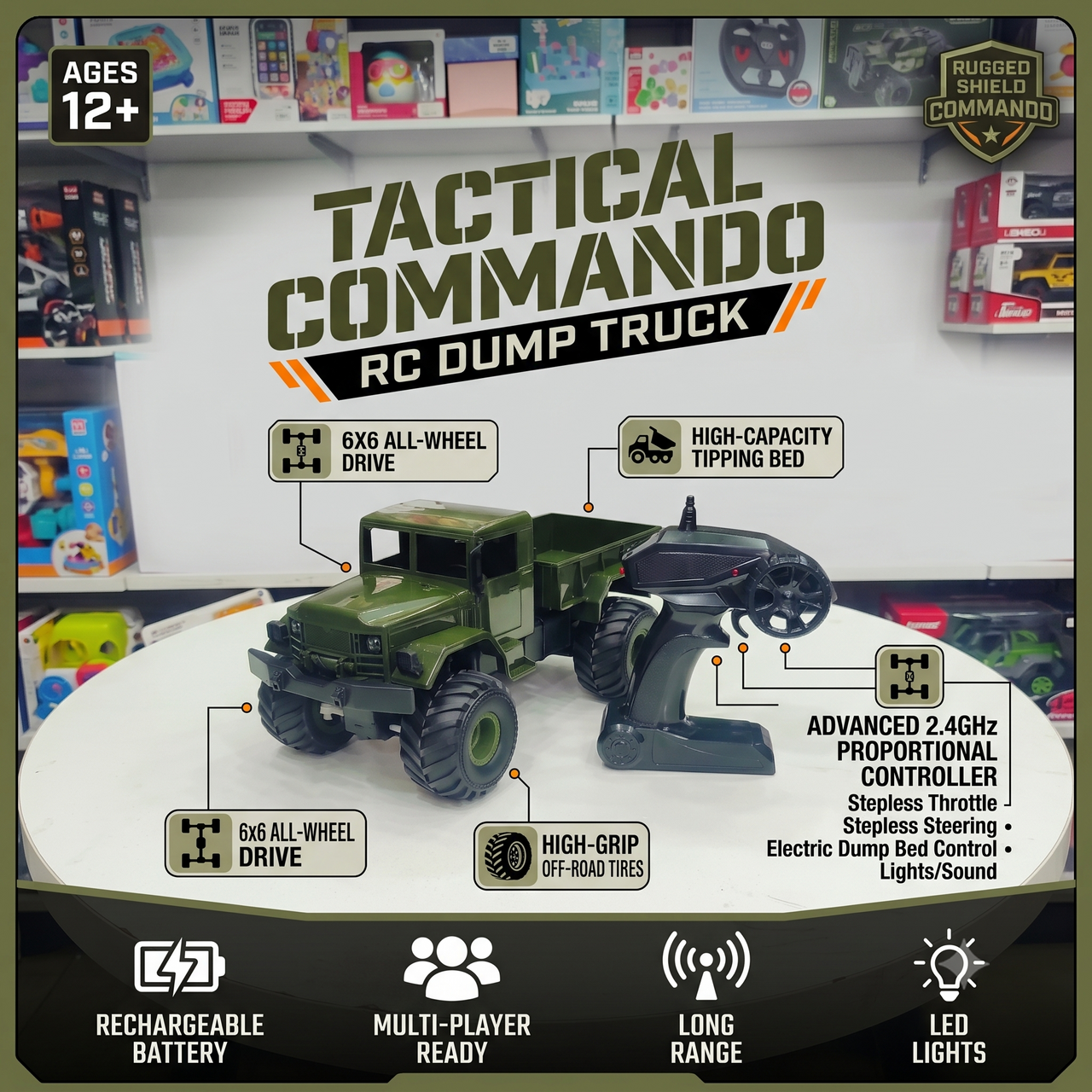 Military RC Army Truck with Remote Controller Off-Road