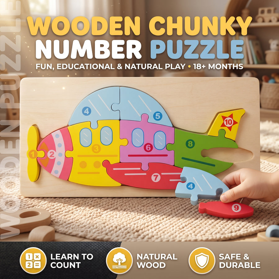 Aeroplane Number 1–10 Chunky Board Puzzle