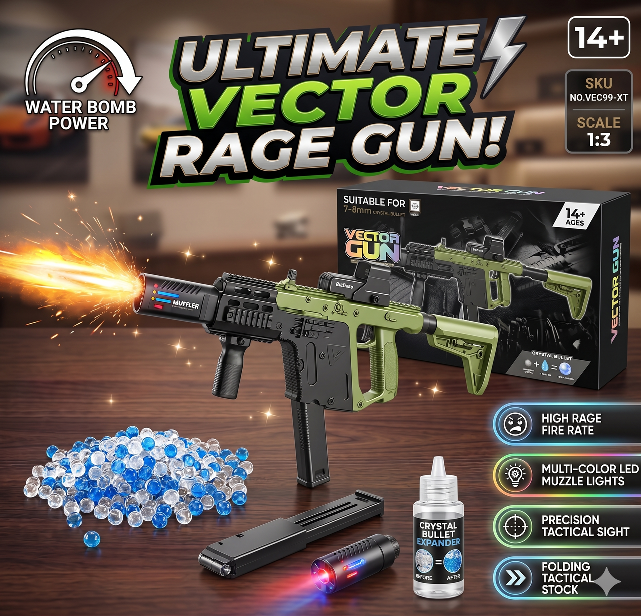 Automatic Vector gel ball Shooter With Light And Smoke Effect