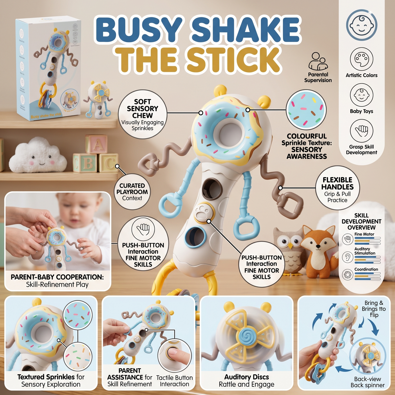 Baby Sensory Shake the Stick Busy Rattle Toy