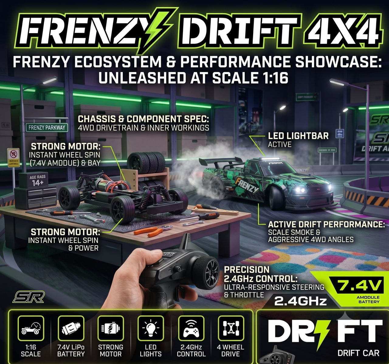 4WD Remote Control Frenzy 4X4 High-Speed Drift Car