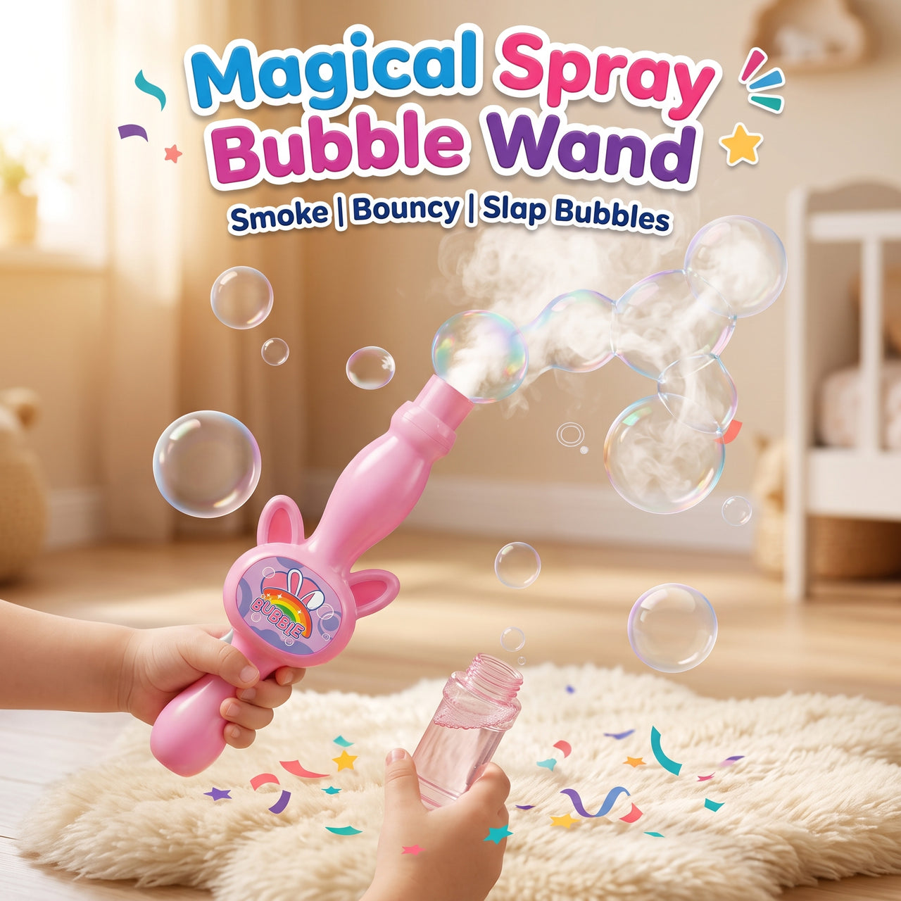 Smoke Bouncy Spray Bubble Maker Wand