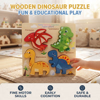 4 Dinosaur Chunky Board Puzzle Pterosaur, Tyrannosaurus, Brachiosaurus & Spinosaurus