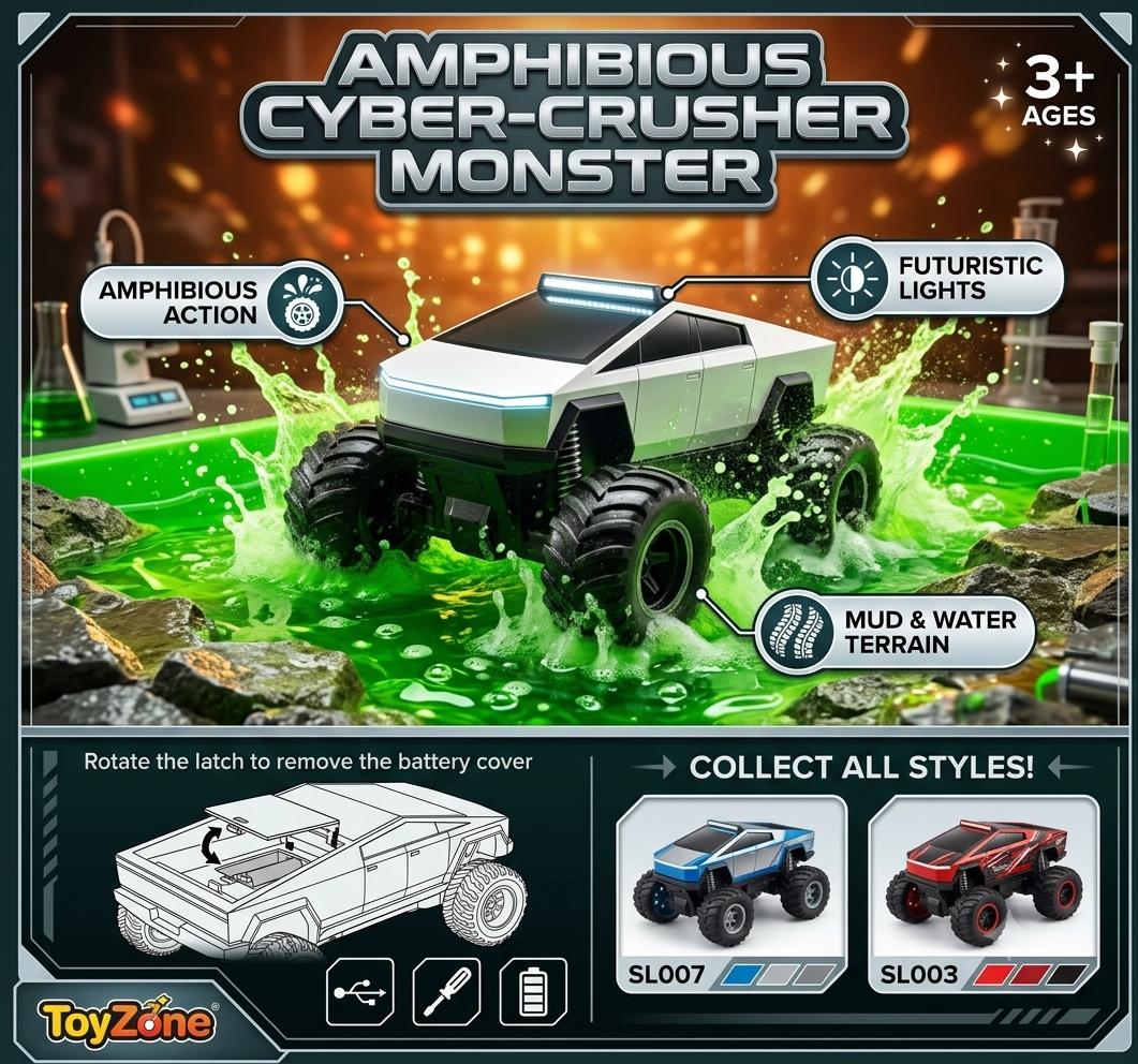 Remote Control Off-Road Waterproof Monster Cyber Truck With Stunt Vehicle