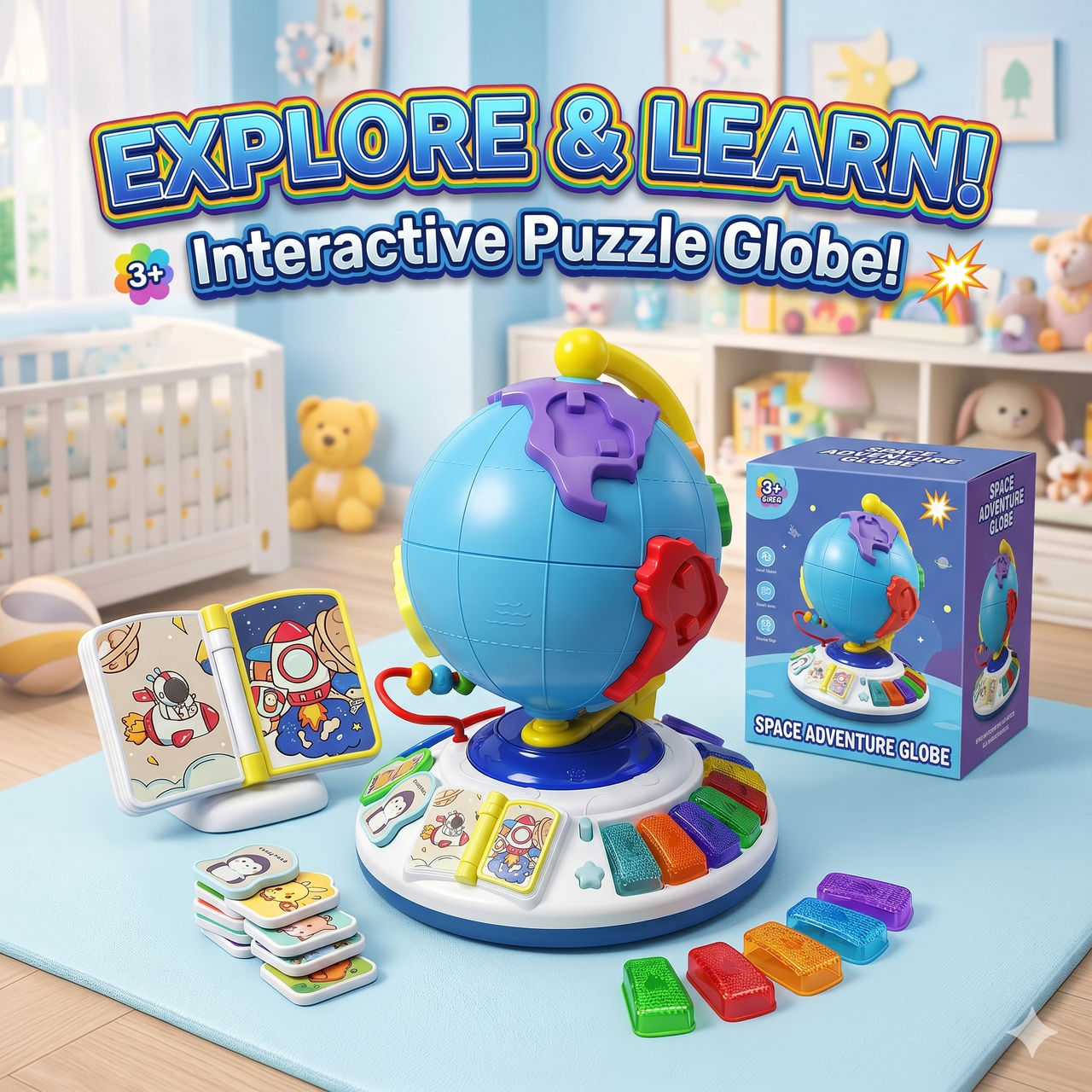 3-in-1 Interactive Learning Globe Toy for Kids