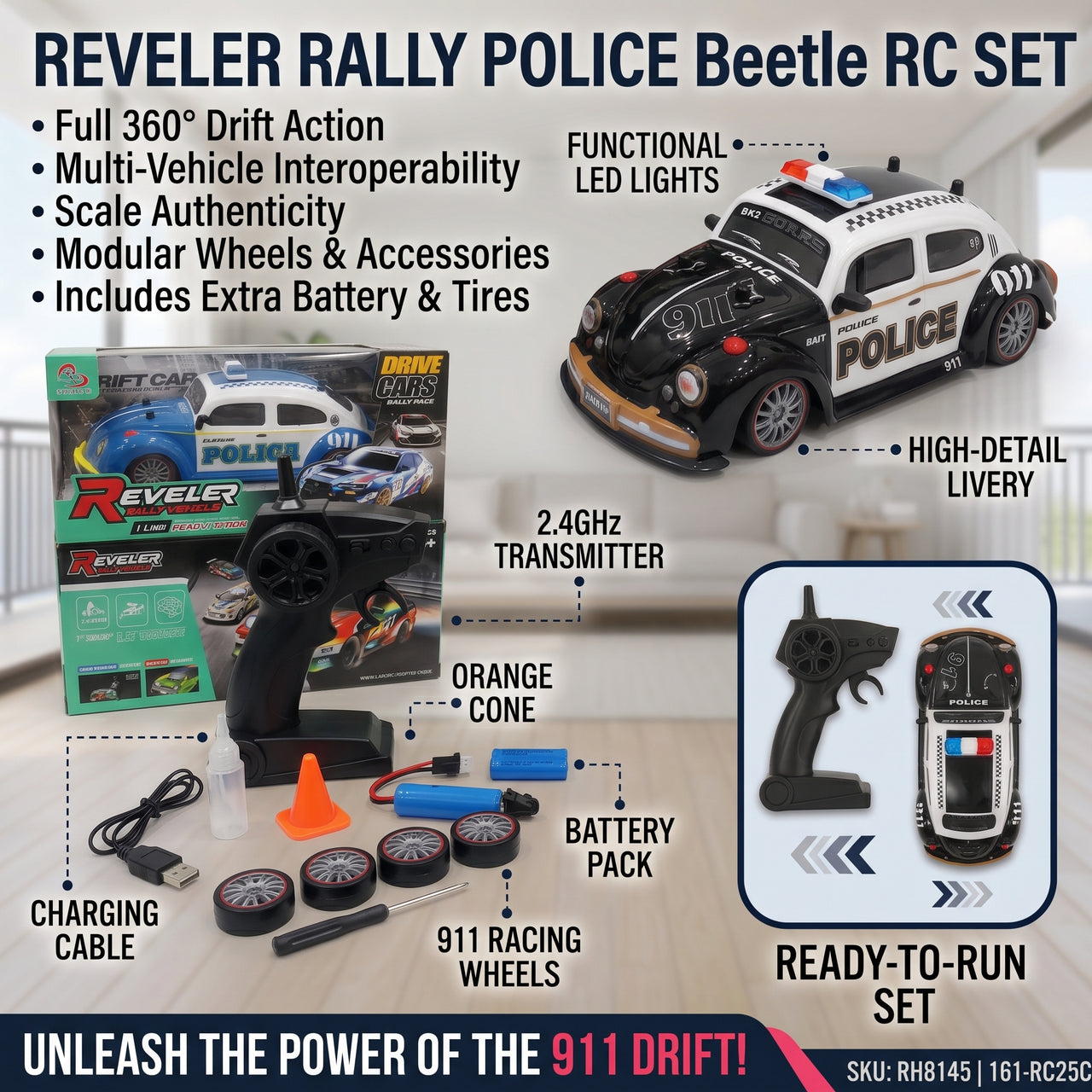 Remote Control Reveler Police Drift Car
