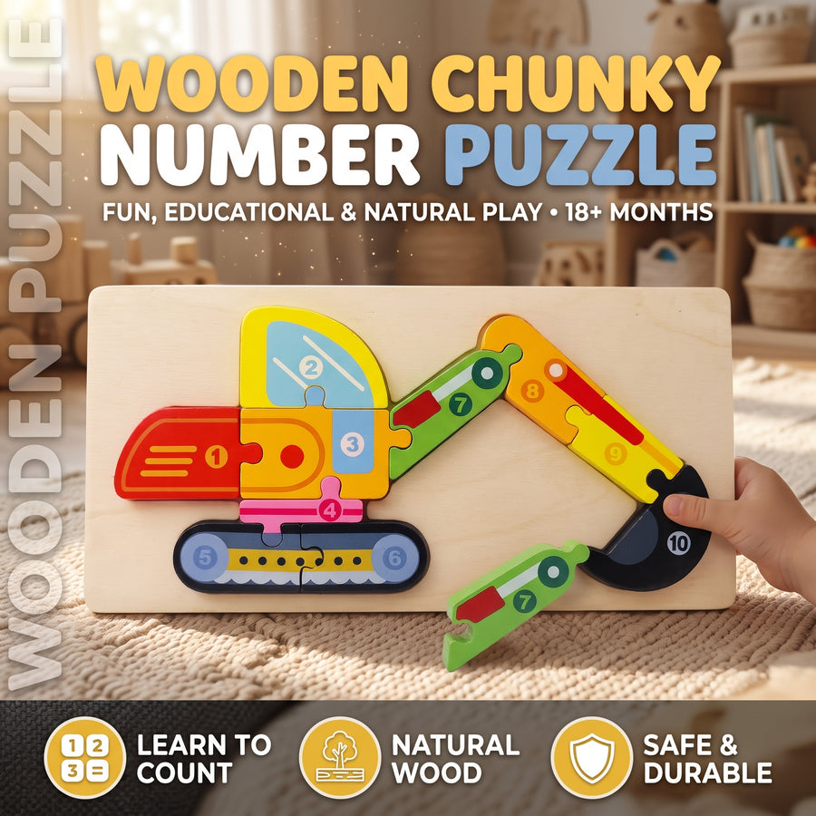 Excavator Digger Number 1–10 Chunky Board Puzzle
