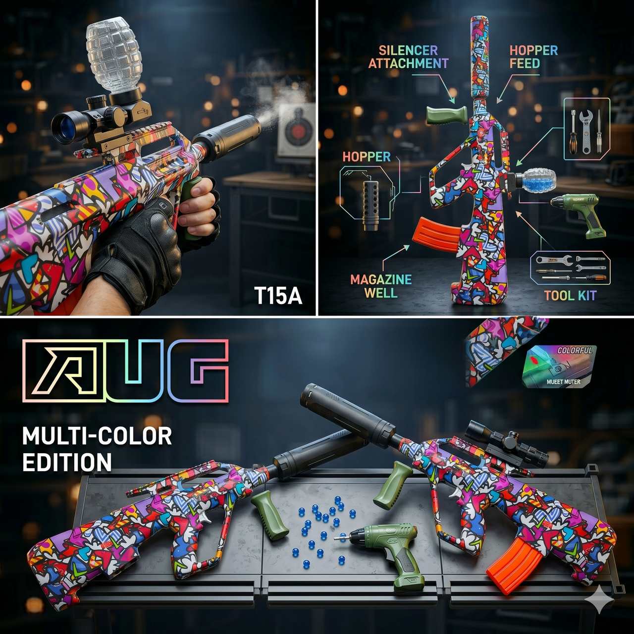 AUG Automatic Electric Gel Ball Blaster Gun