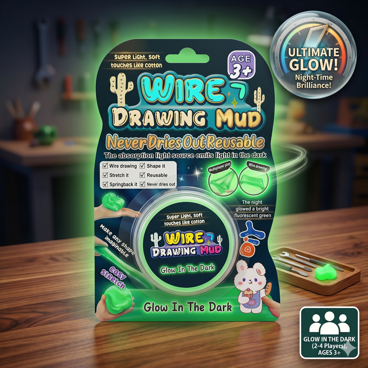 DIY Glow In the Dark Wire Drawing Mud Putty