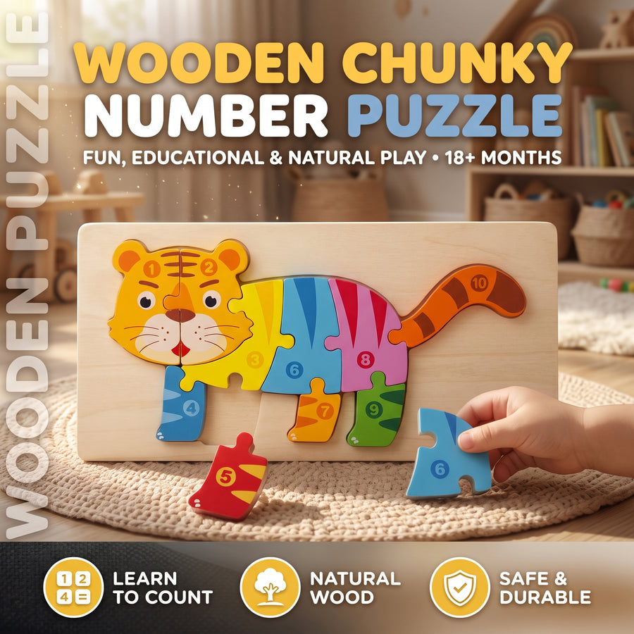 Tiger Number 1–10 Chunky Board Puzzle