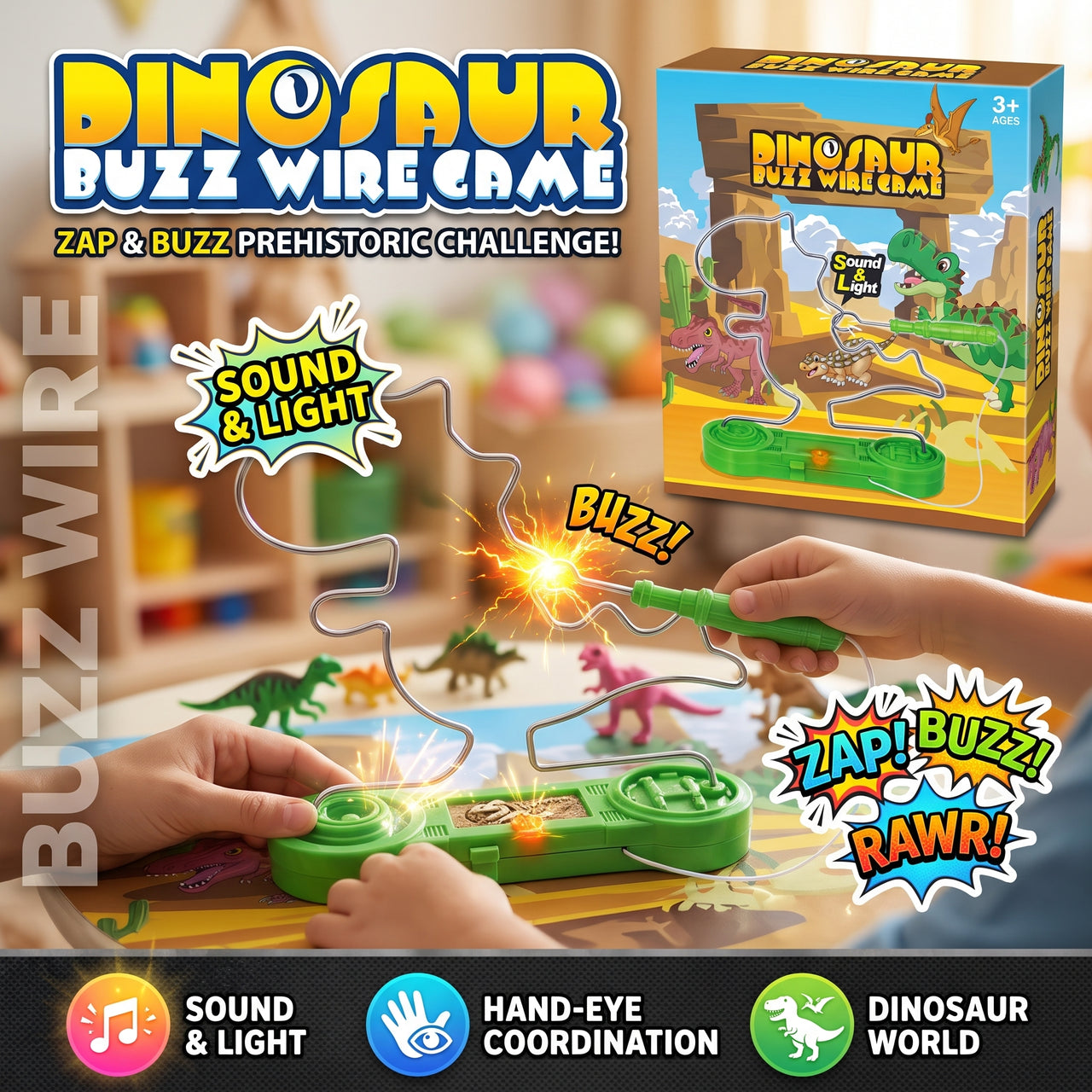 Dinosaur Buzz Shock Maze Game With Sound And Light