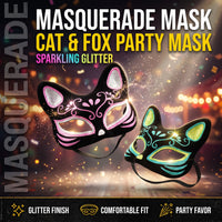 Glitter Cat And Fox Costume Eye Mask