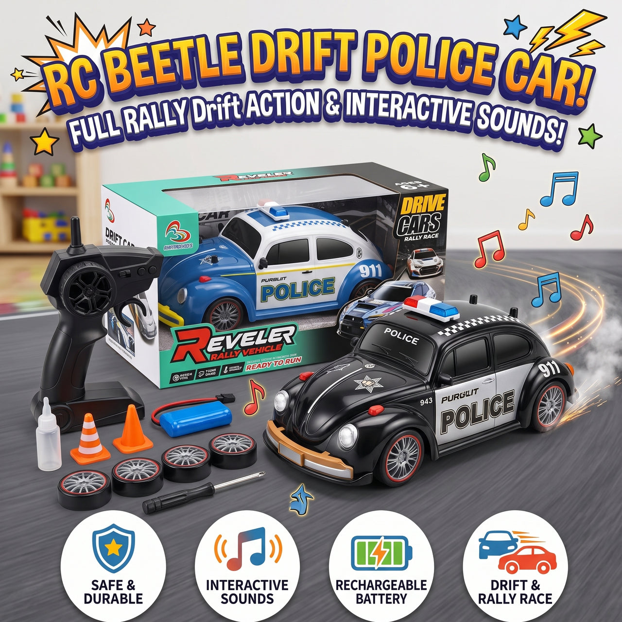 Remote Control Reveler Police Drift Car