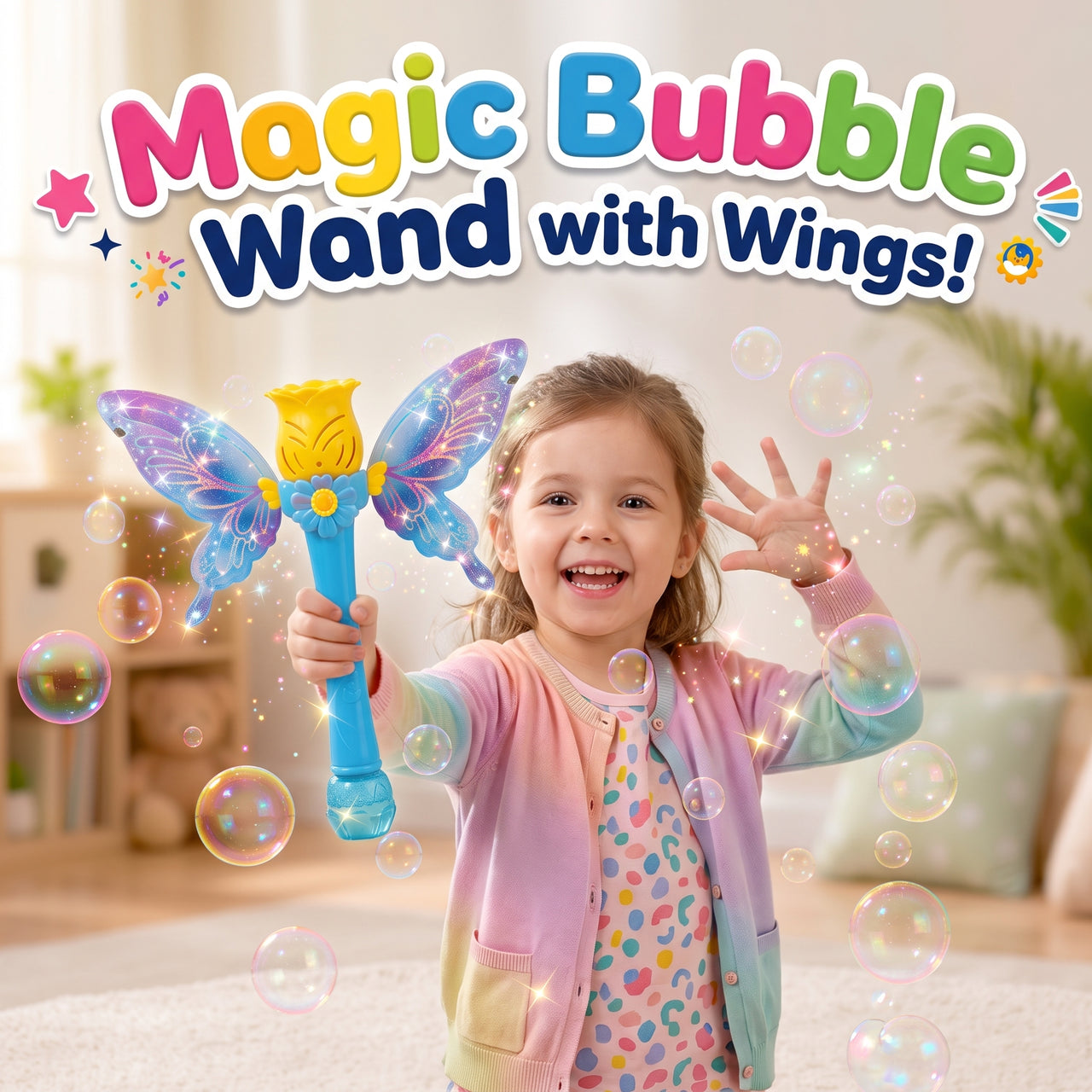 Butterfly Bubble Wand with Purple Wings