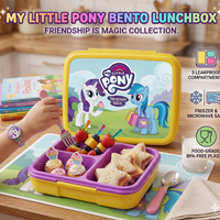 My Little Pony Bento Lunchbox – 3 Compartment Leakproof Kids Meal Box (Friendship is Magic Collection)