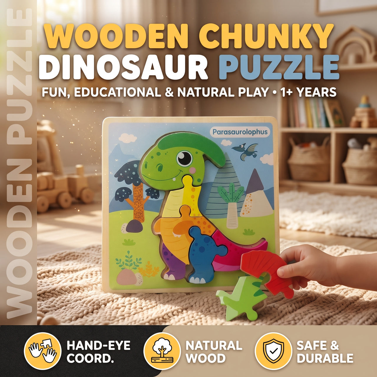 Parasaurolophus Dinosaur Chunky Board Puzzle