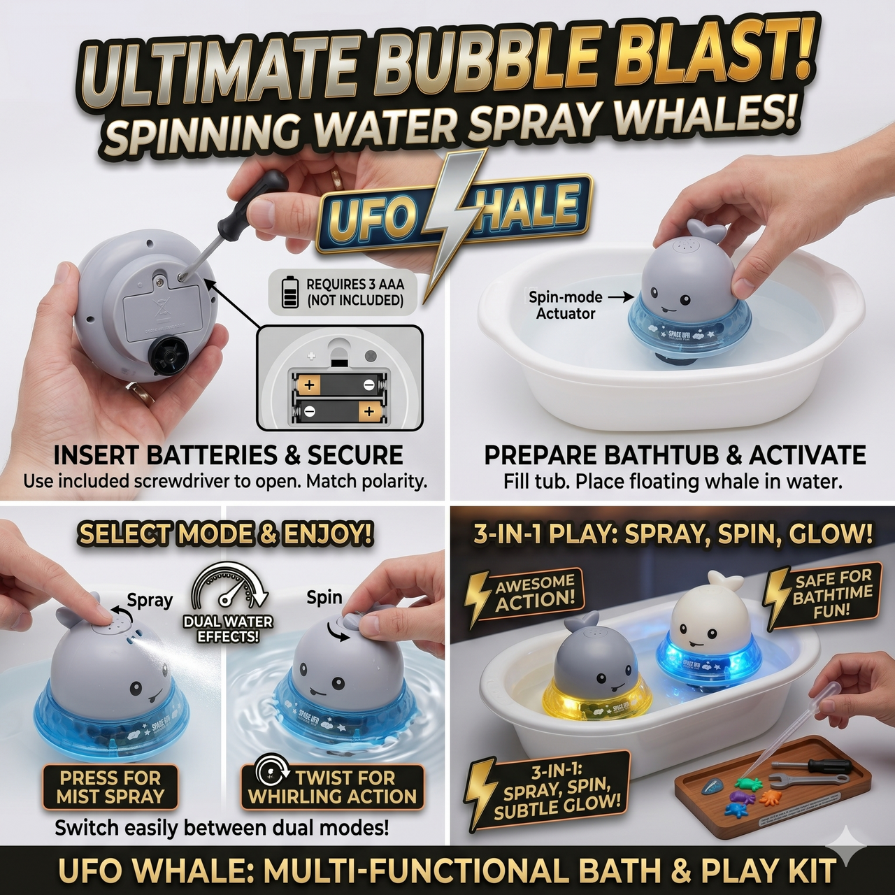Multifunctional Bath Whale Toy