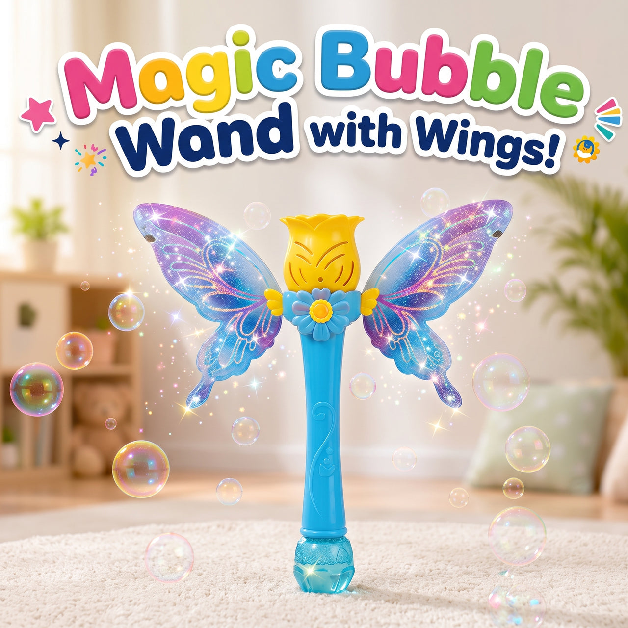 Butterfly Bubble Wand with Purple Wings