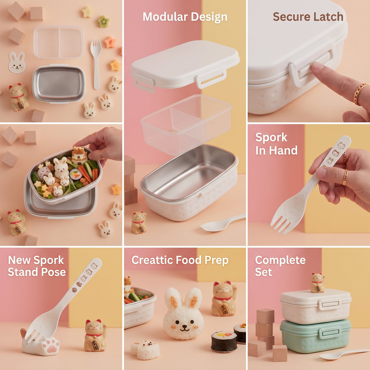 Portable Plain Food Container Lunch Box