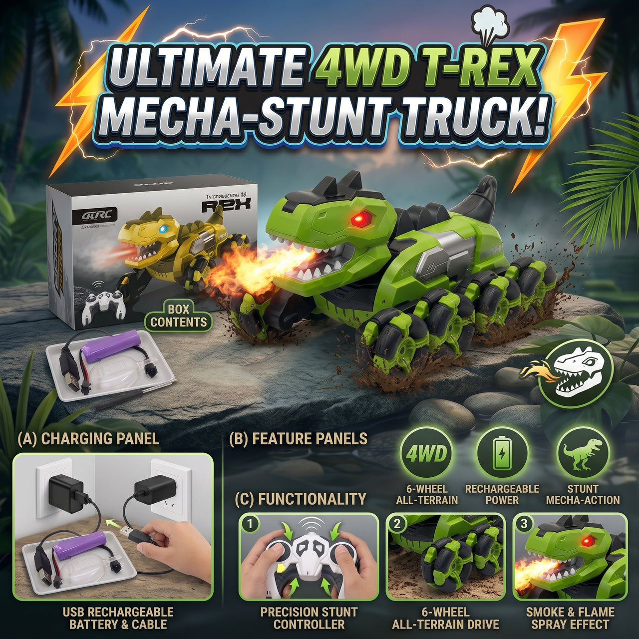 4DRC Remote Control Tyrannosaurus Rex Tank Car