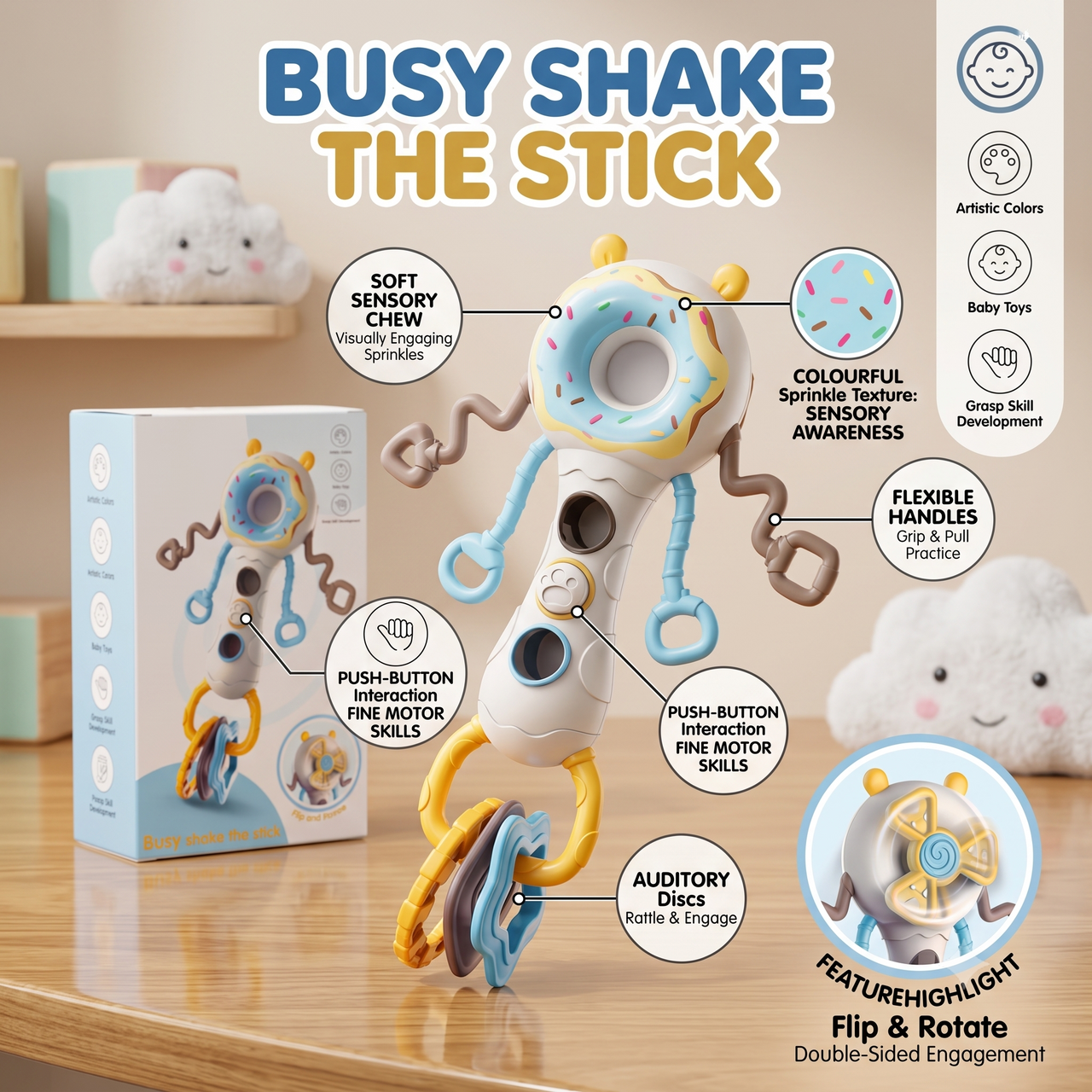 Baby Sensory Shake the Stick Busy Rattle Toy