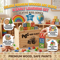 Thumbnail for 48 Pcs Premium Wooden ABC Blocks Open Crate Set