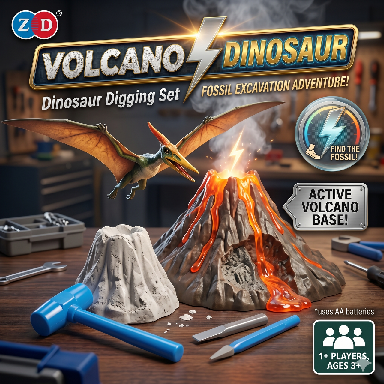 Excavation Paleontologist Dinosaur Volcano Kit