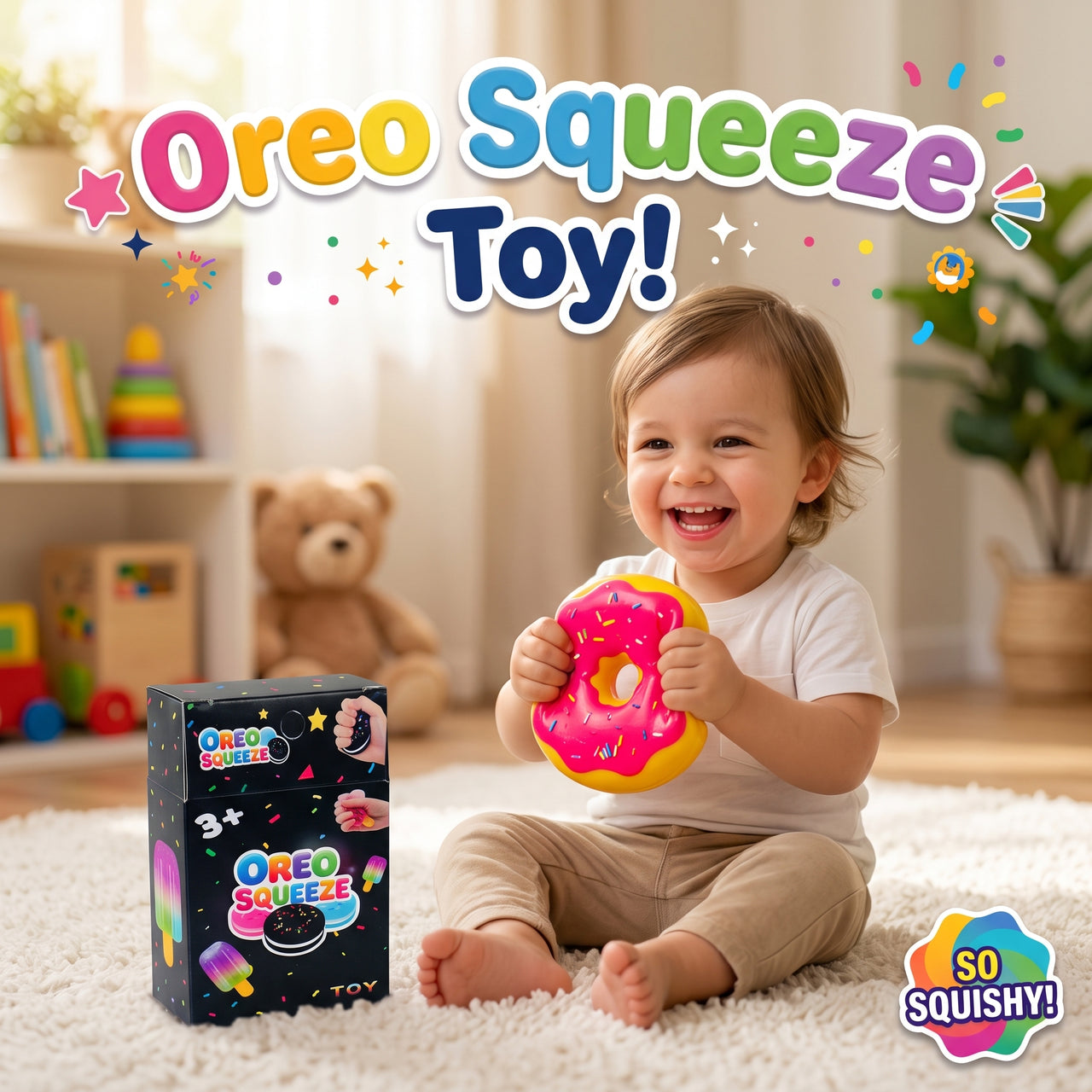 Pink Sprinkle Donut Squishy Toy