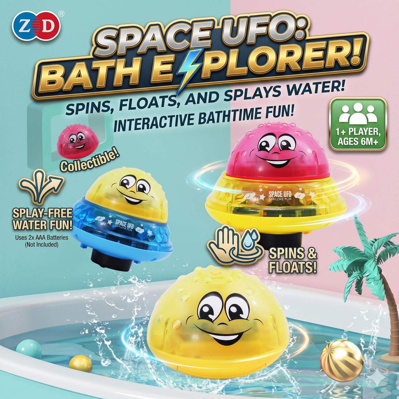 2 in 1 Multifunctional UFO Bath Toy With Light And Sound