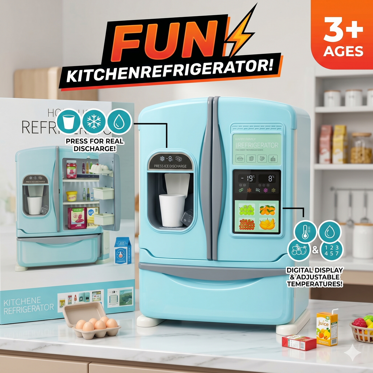Pretend Play Kitchen Refrigerator Toys