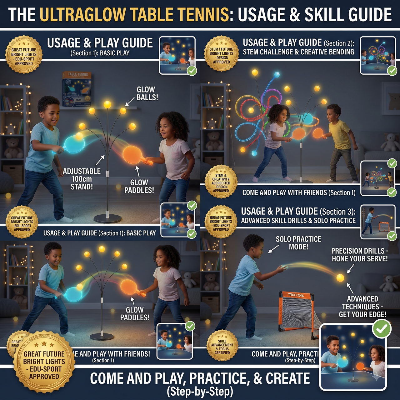 Ping Pong Trainer Table Tennis With Light