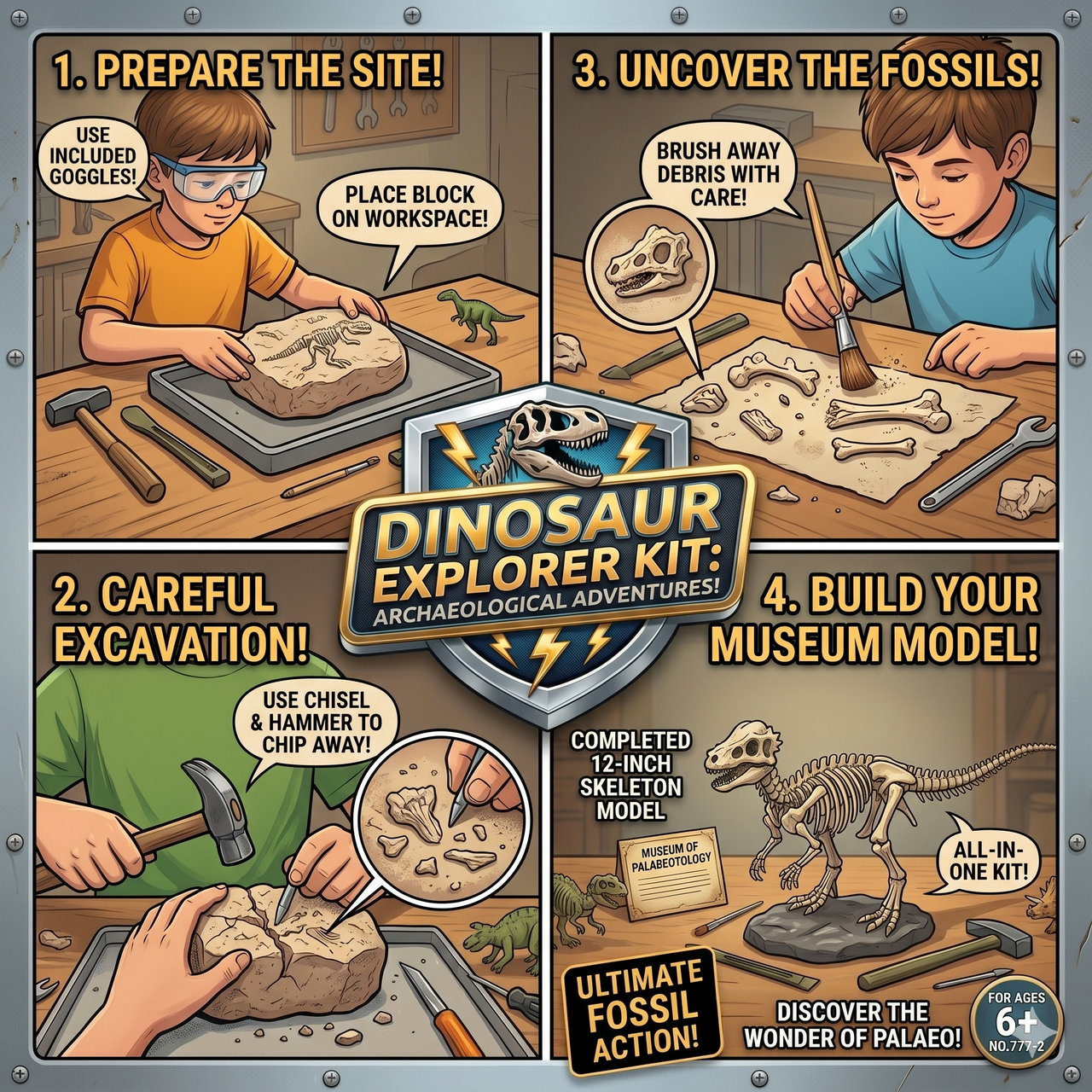Dinosaur Skeleton Soil Excavation Model Kit (Large Size)