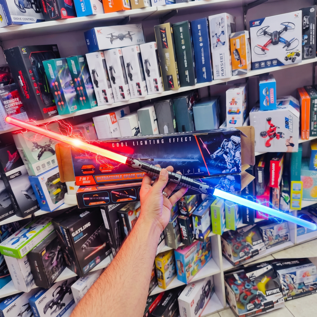 Retractable Space Weapon Lightsaber 2-in-1 Mode with Cool Lighting Effect