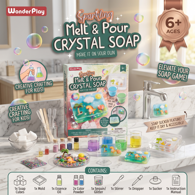 WonderPlay Sparkling Melt & Pour Crystal Soap – Dinosaur Edition