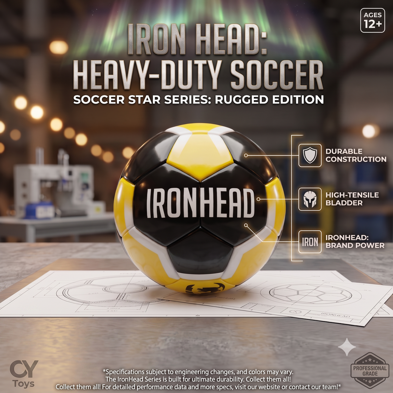Ironhead Football Soccer Black And Yellow High-Gloss