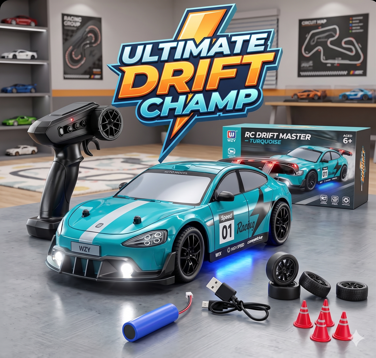 High-Speed Remote Contrl Drift Racing Car with LED Lights